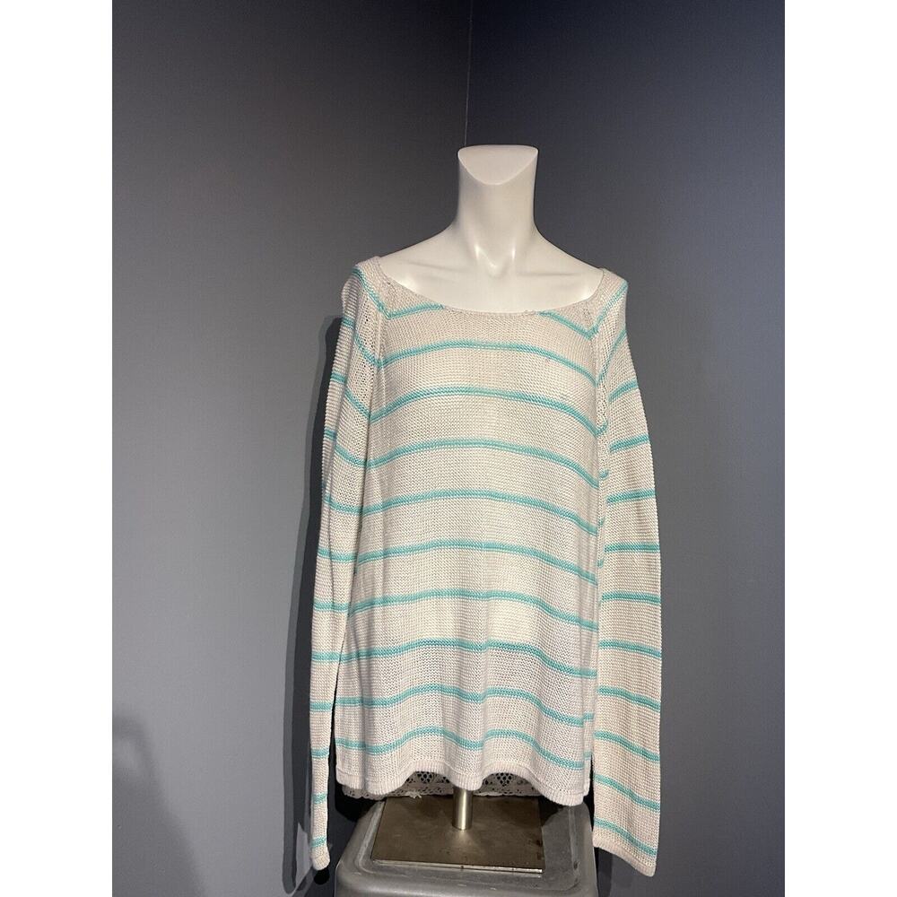 Torrid Long Sleeve Knit Tunic Top Size 1 Cream & Teal